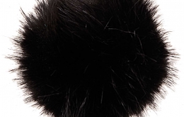 Pompons fausse fourrure noir 10 cm
