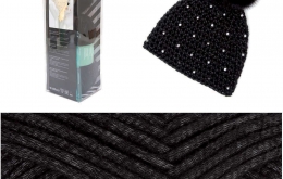 Kit crochet bonnet pompon noir strass